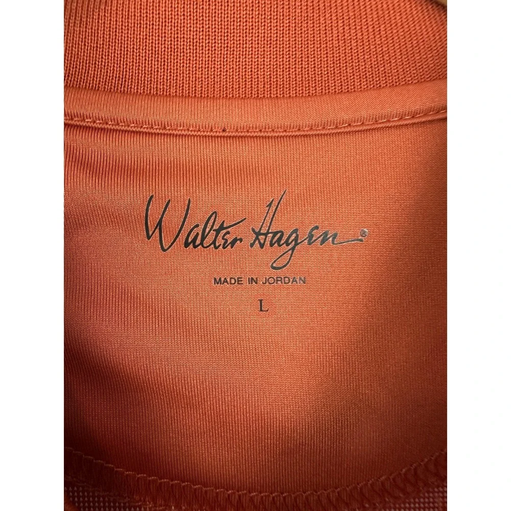 Walter Hagen Polo Shirt Mens Large Red Tomato Breakers Stripe UPF 30 Golf New